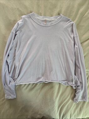 Free People Movement Light Lavender 3/4 sleeve Cropped Tee